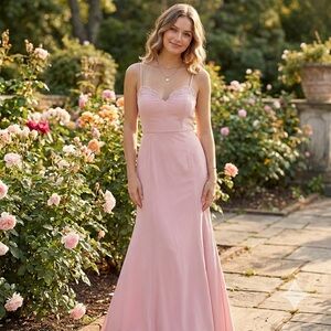 Love Honor Maya Maxi Dress – NWT Dusty Pink Lace Detail Mermaid Gown (Size 16)